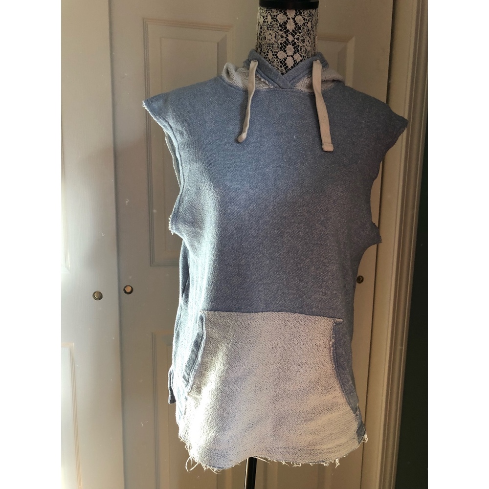 BDG Light Blue Cut-Off Sleeve Hoodie